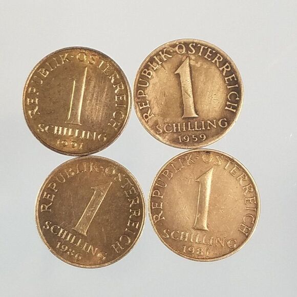Lot Of 4 Austria 1 Schilling Coins 1959 1981 1986 1991 - Picture 1 of 5